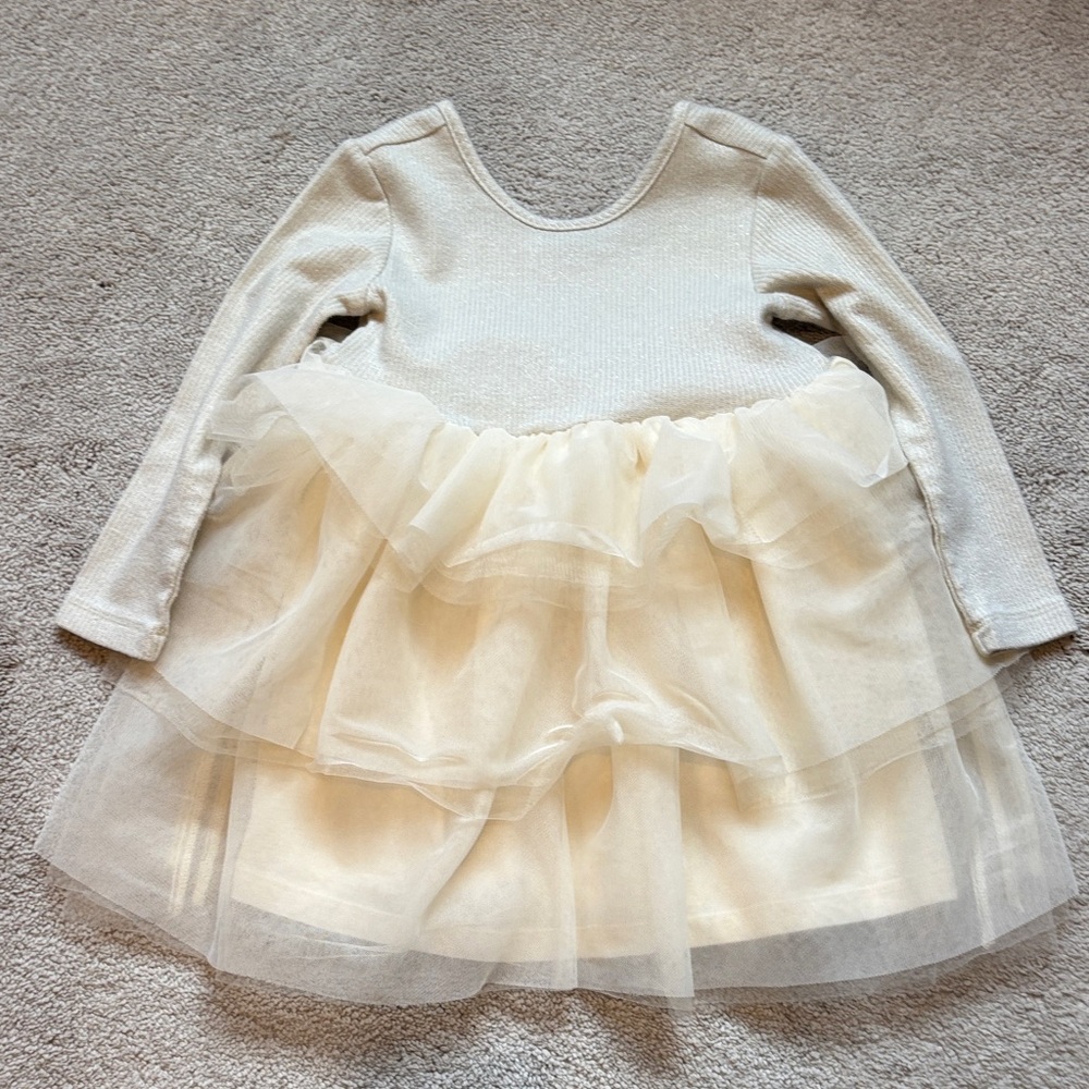 Hanna Andersson Cream Layered Kids Dress